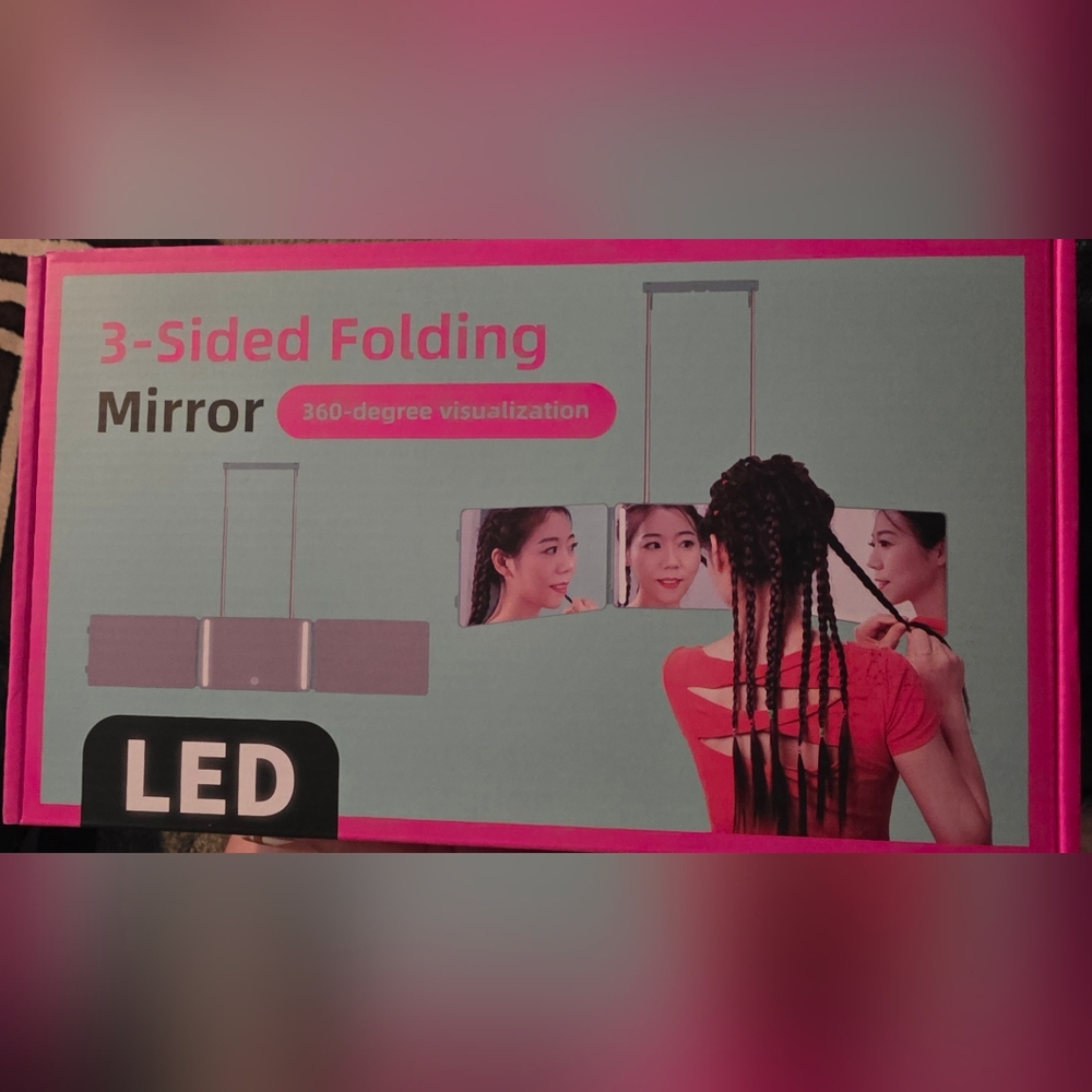 Tri-Fold Hanging Lighted Mirror